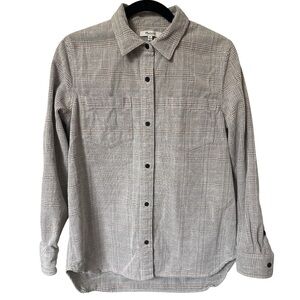 Madewell Corduroy Oversized Ex-Boyfriend Plaid Normcore Shirt Gray Womens Medium
